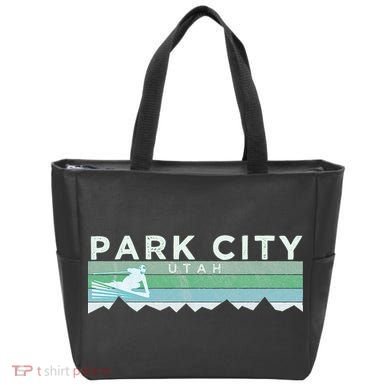 Retro Park City Utah Distressed Skiing Tote Bag