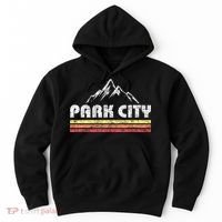 Retro Park City Utah Mountain Faded Bars Ski Sports Hoodie thumb 0