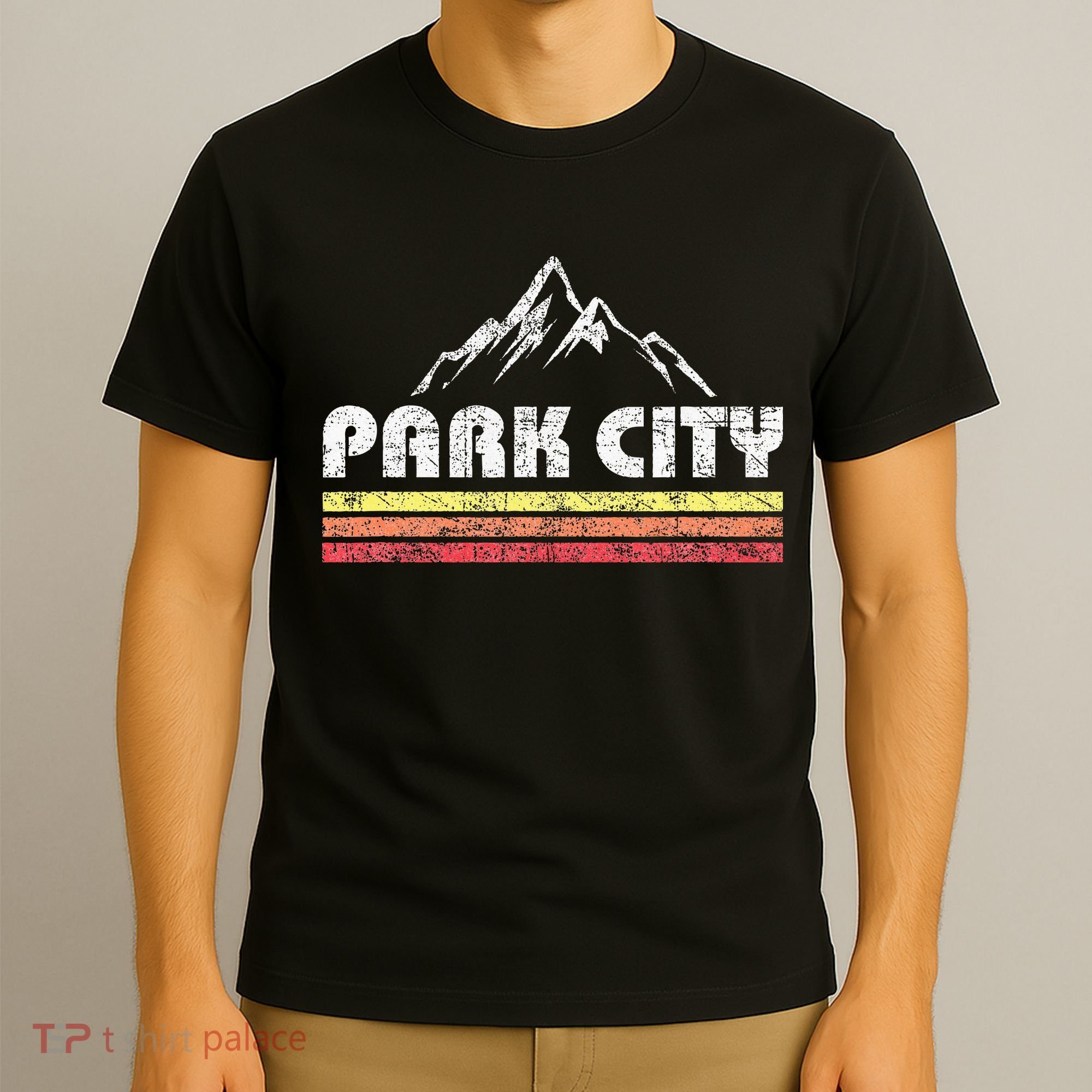 Retro Park City Utah Mountain Faded Bars Ski Sports T-Shirt