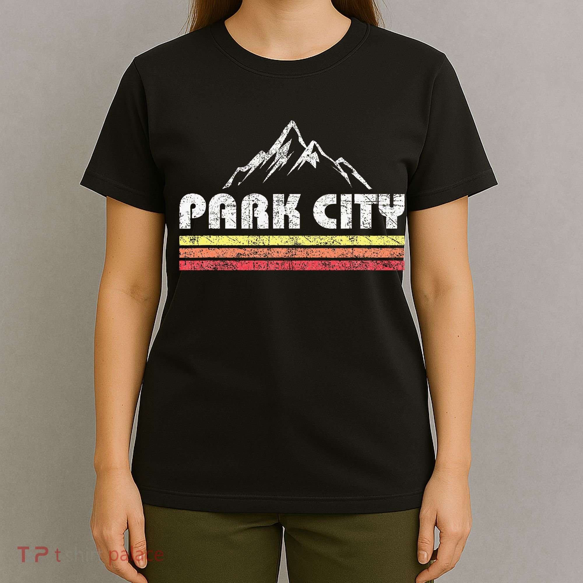 Retro Park City Utah Mountain Faded Bars Ski Sports T-Shirt