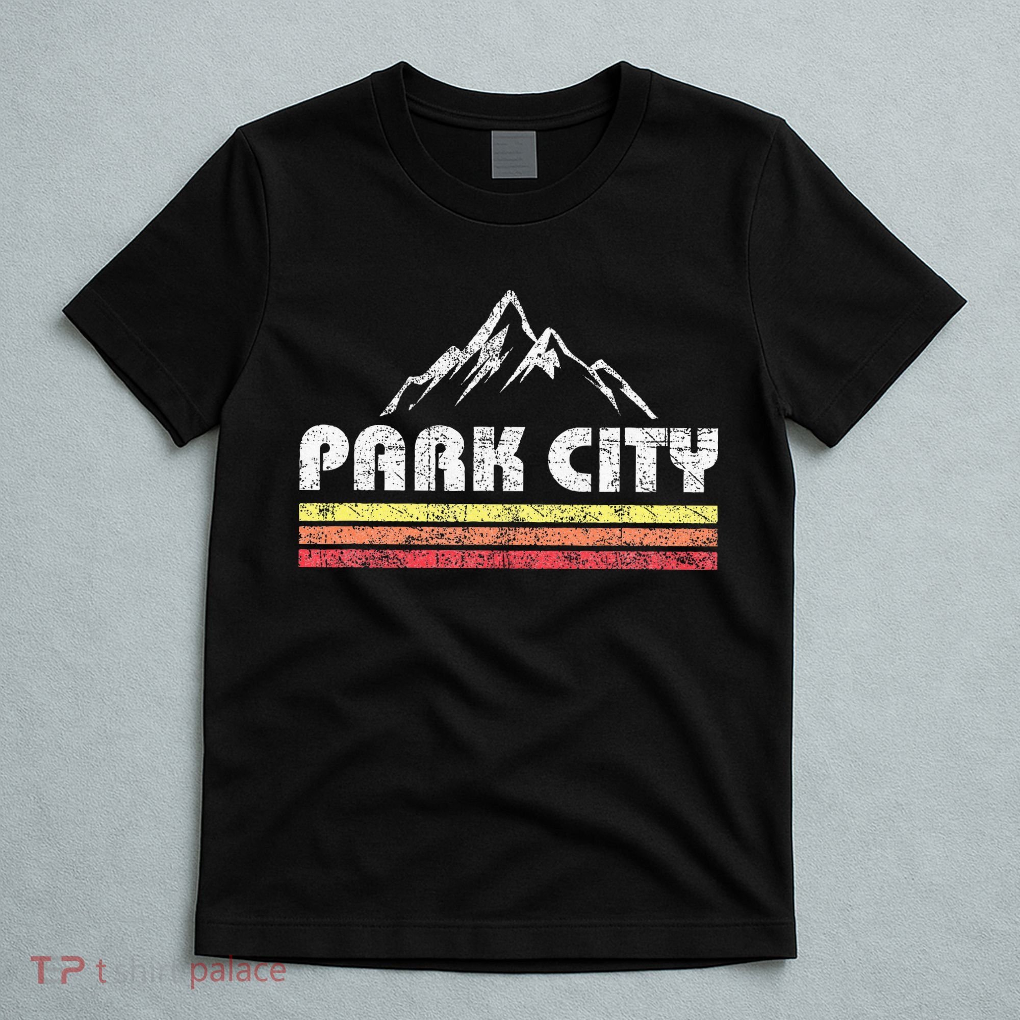 Retro Park City Utah Mountain Faded Bars Ski Sports T-Shirt