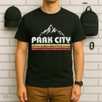 Retro Park City Utah Mountain Faded Bars Ski Sports T-Shirt thumb 6