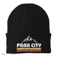Retro Park City Utah Mountain Faded Bars Ski Sports Beanie thumb 0
