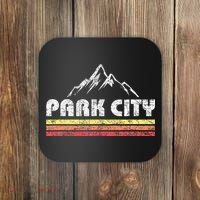 Retro Park City Utah Mountain Faded Bars Ski Sports Coaster thumb 0