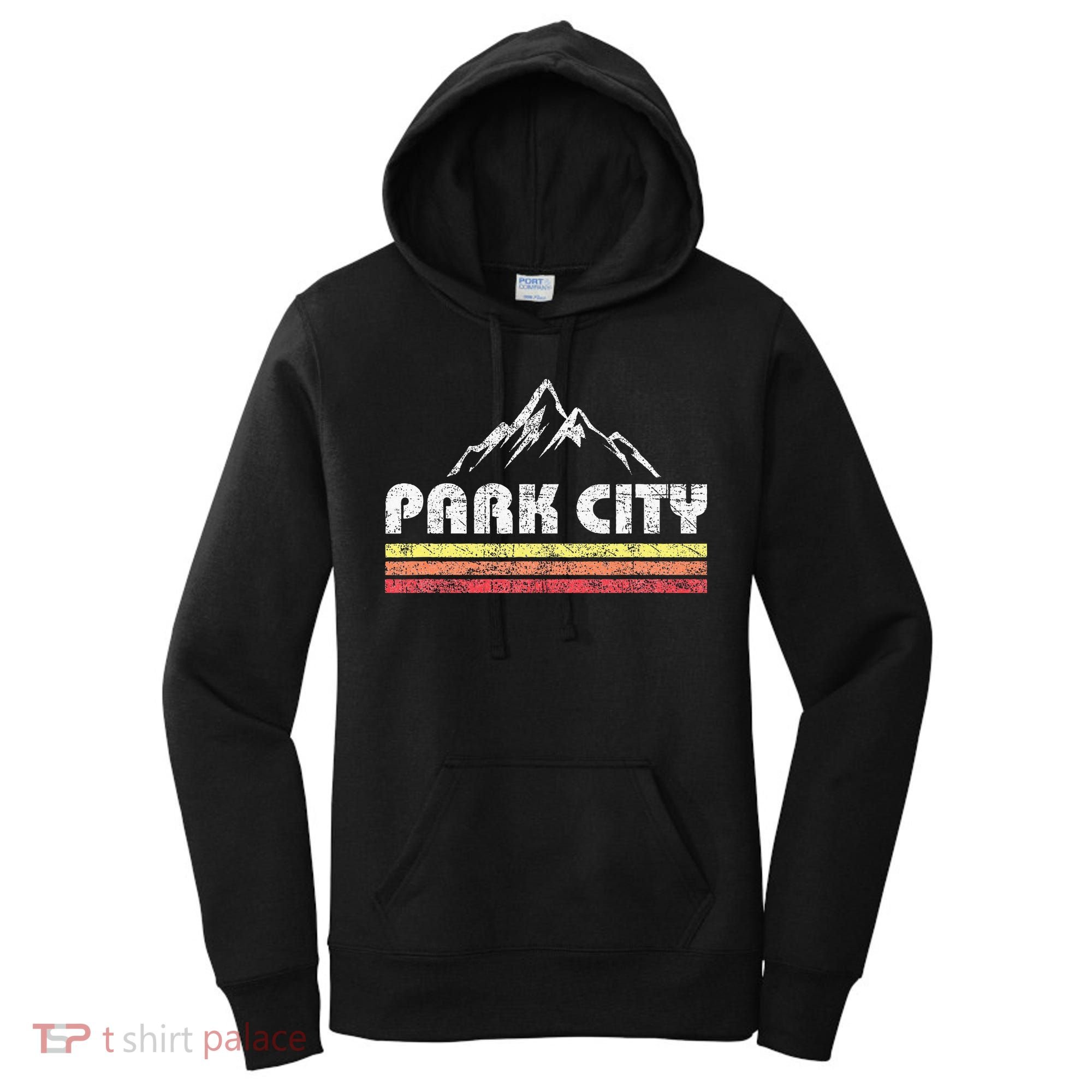 Retro Park City Utah Mountain Faded Bars Ski Sports Women's Hoodie