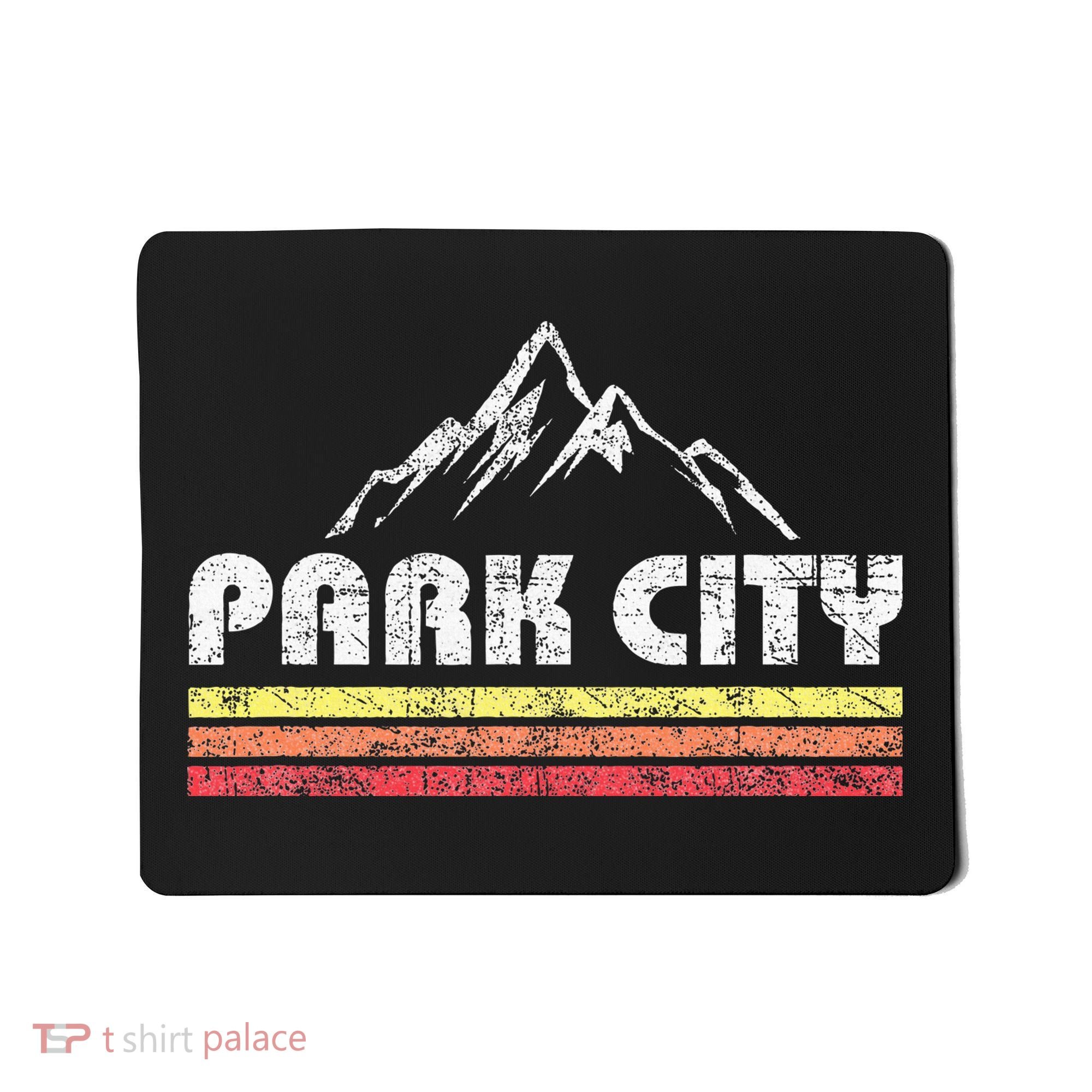 Retro Park City Utah Mountain Faded Bars Ski Sports Mousepad