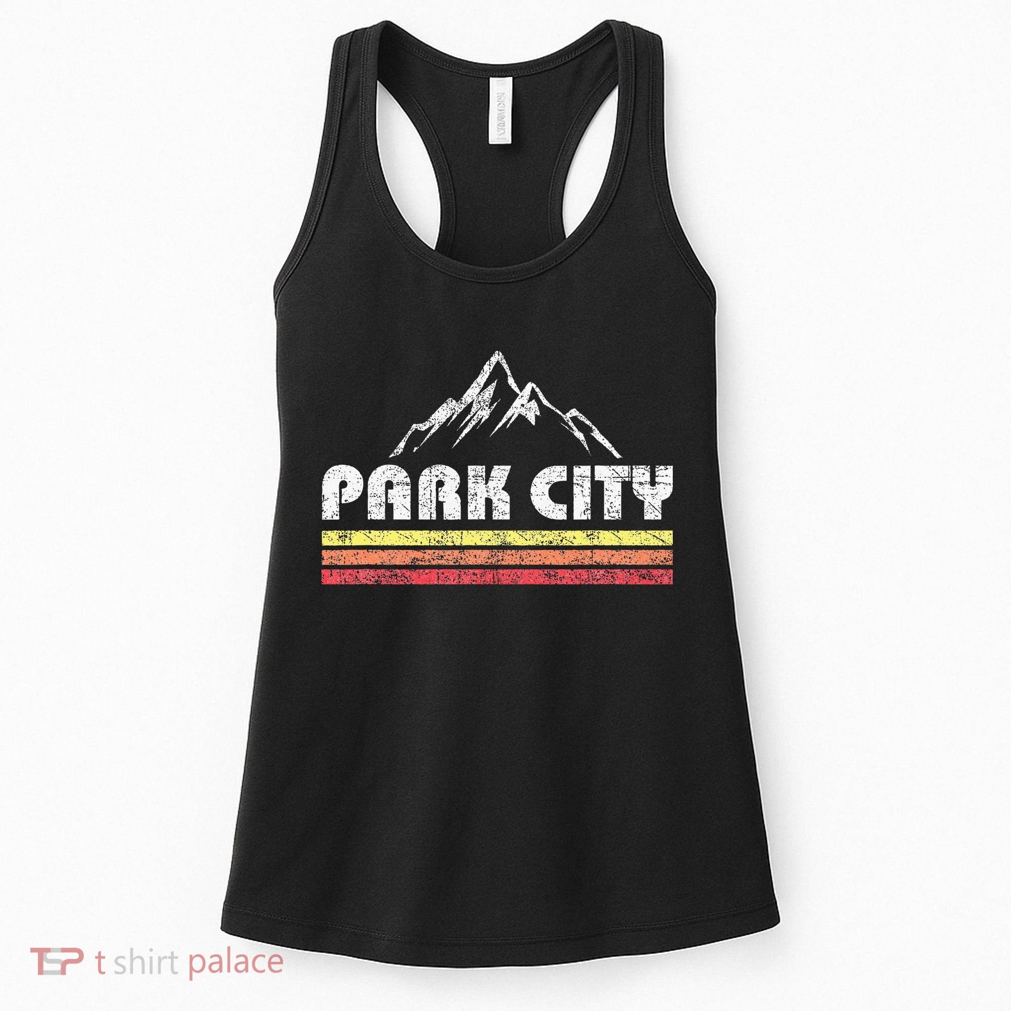 Retro Park City Utah Mountain Faded Bars Ski Sports Women's Tank Top