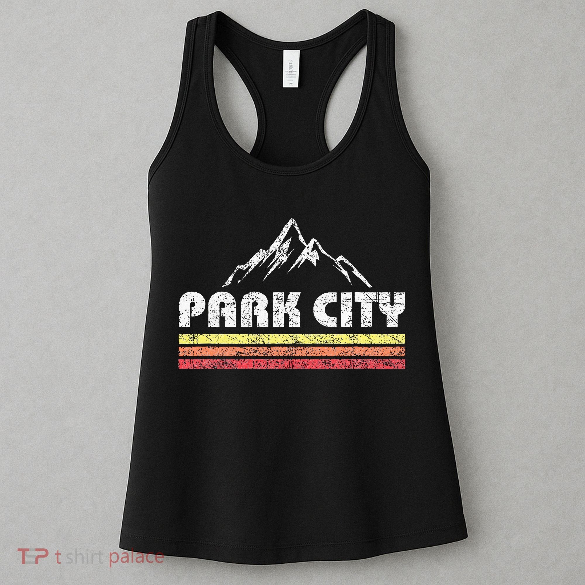 Retro Park City Utah Mountain Faded Bars Ski Sports Women's Tank Top