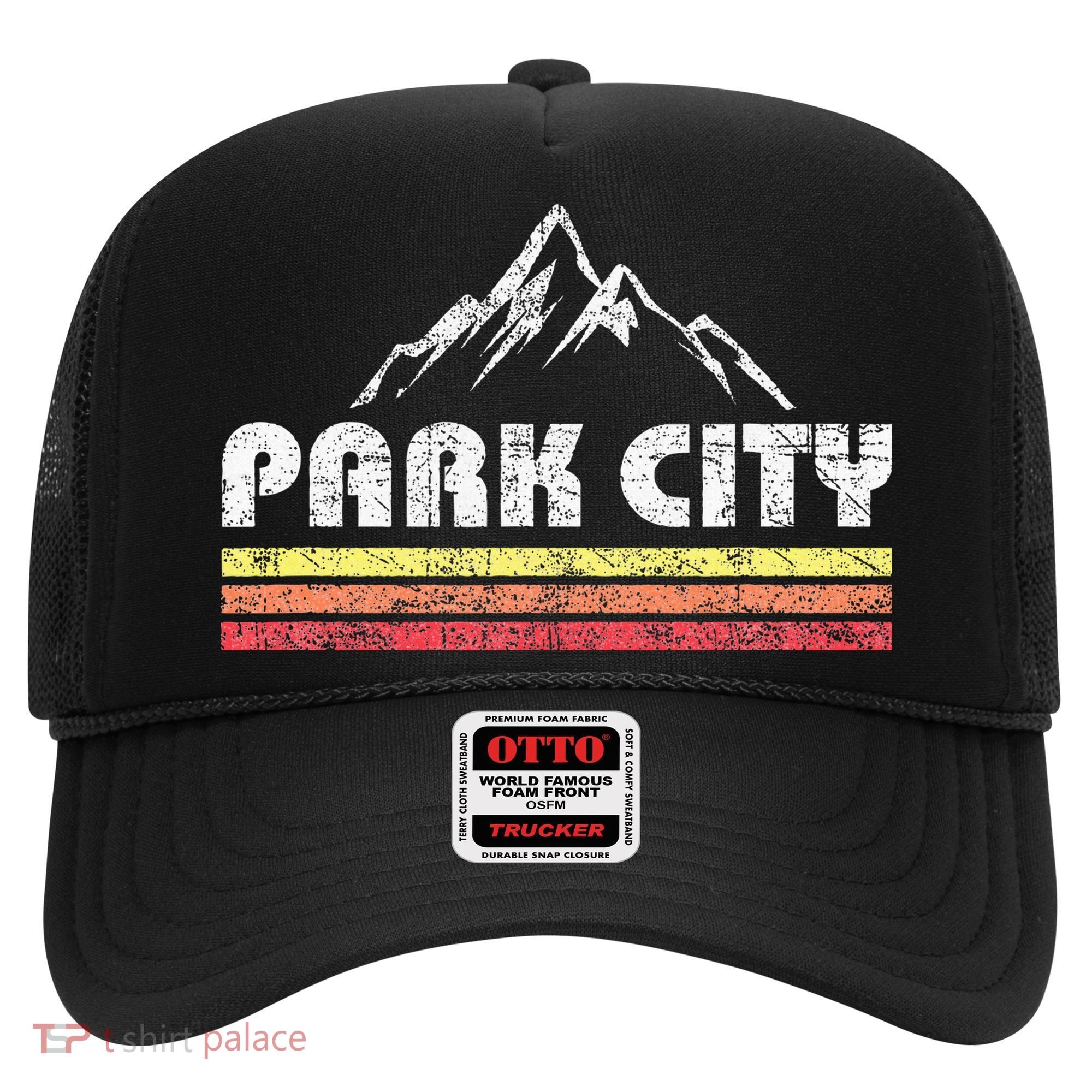 Retro Park City Utah Mountain Faded Bars Ski Sports Hat