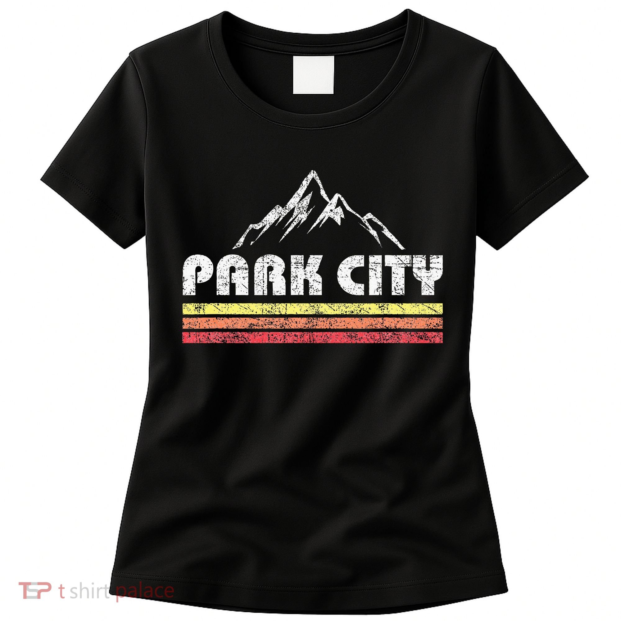 Retro Park City Utah Mountain Faded Bars Ski Sports Women's T-Shirt