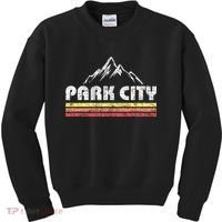 Retro Park City Utah Mountain Faded Bars Ski Sports Kids Sweatshirt thumb 0