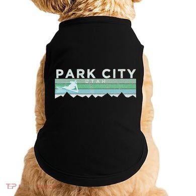 Retro Park City Utah Distressed Skiing Doggie Tank