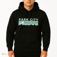 Retro Park City Utah Distressed Skiing Hoodie thumb 2