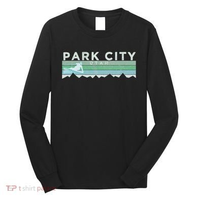 Retro Park City Utah Distressed Skiing Long Sleeve Shirt