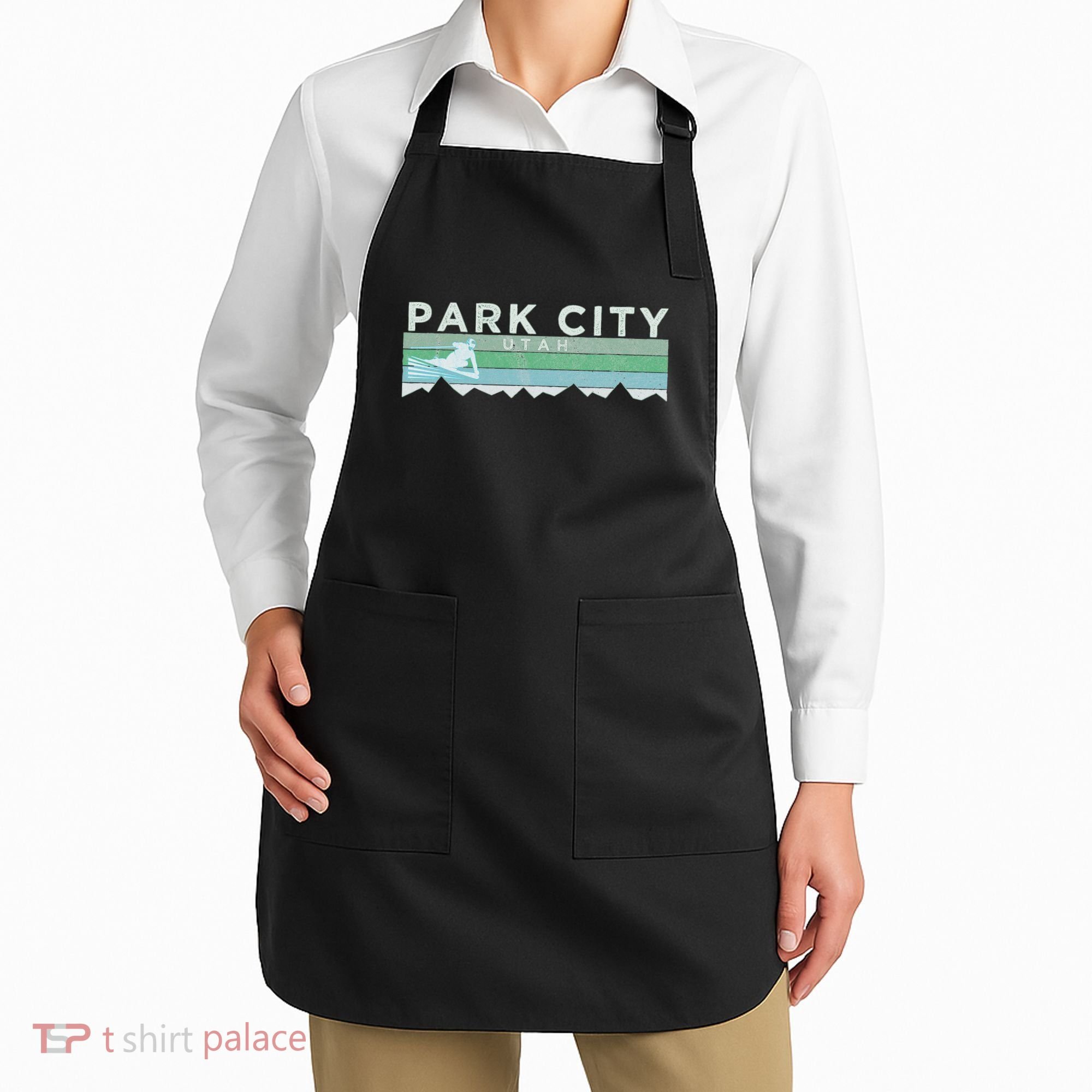Retro Park City Utah Distressed Skiing Apron