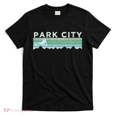 Retro Park City Utah Distressed Skiing T-Shirt