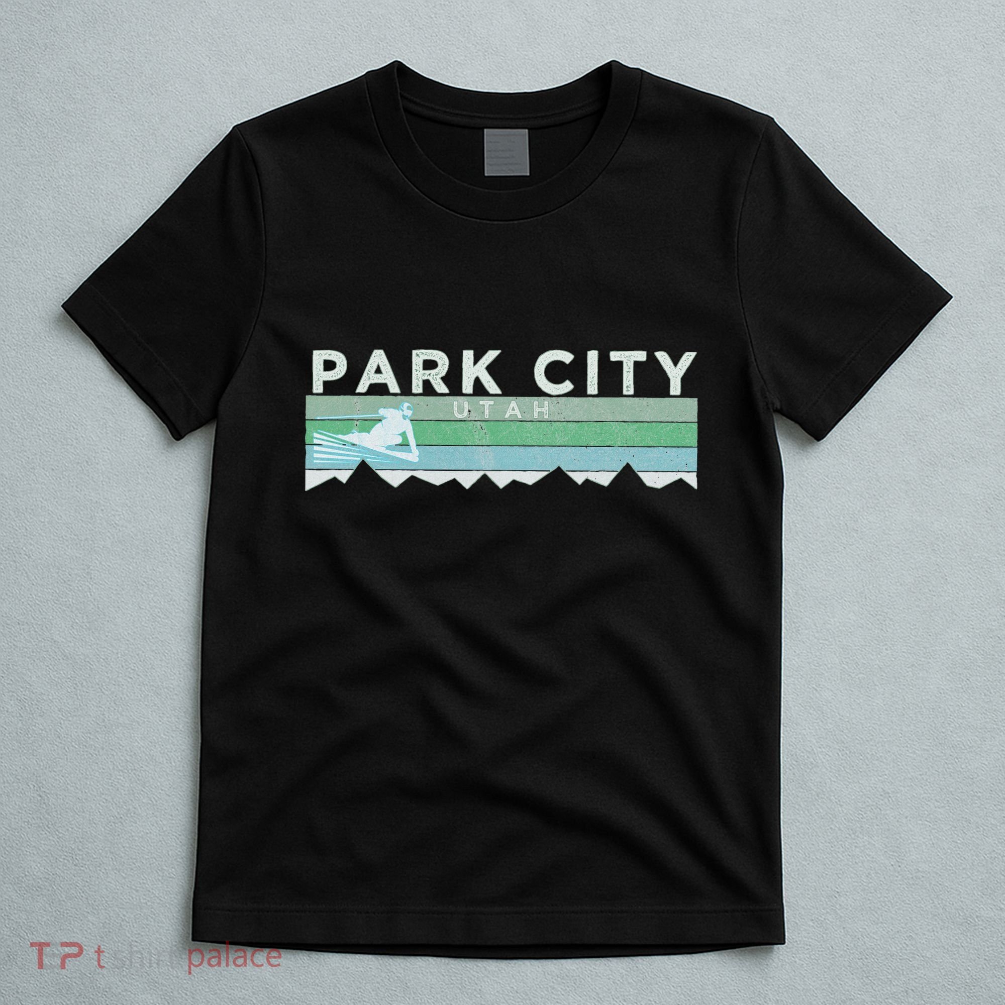 Retro Park City Utah Distressed Skiing T-Shirt
