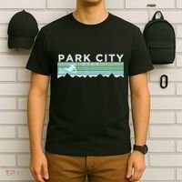 Retro Park City Utah Distressed Skiing T-Shirt thumb 6