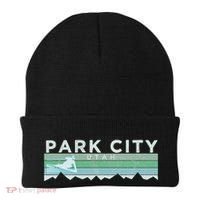 Retro Park City Utah Distressed Skiing Beanie thumb 0