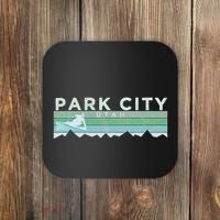 Retro Park City Utah Distressed Skiing Coaster thumb 0