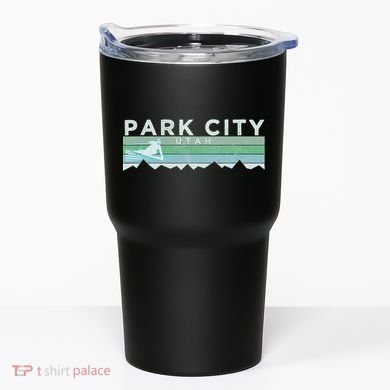 Retro Park City Utah Distressed Skiing Tumbler