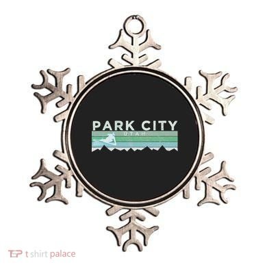 Retro Park City Utah Distressed Skiing Ornament
