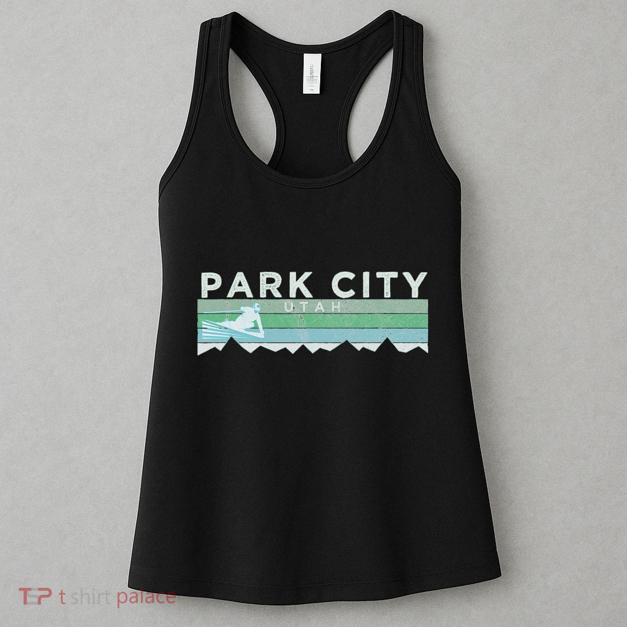 Retro Park City Utah Distressed Skiing Women's Tank Top