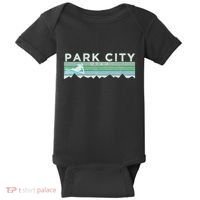 Retro Park City Utah Distressed Skiing Baby Bodysuit thumb 0