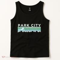 Retro Park City Utah Distressed Skiing Tank Top thumb 2