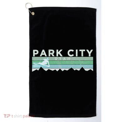 Retro Park City Utah Distressed Skiing Golf Towel