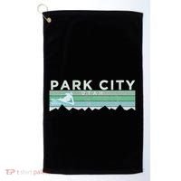 Retro Park City Utah Distressed Skiing Golf Towel thumb 0