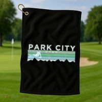 Retro Park City Utah Distressed Skiing Golf Towel thumb 1