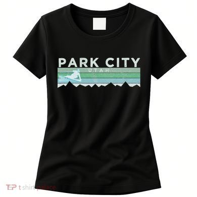 Retro Park City Utah Distressed Skiing Women's T-Shirt