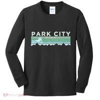 Retro Park City Utah Distressed Skiing Kids Long Sleeve Shirt thumb 0