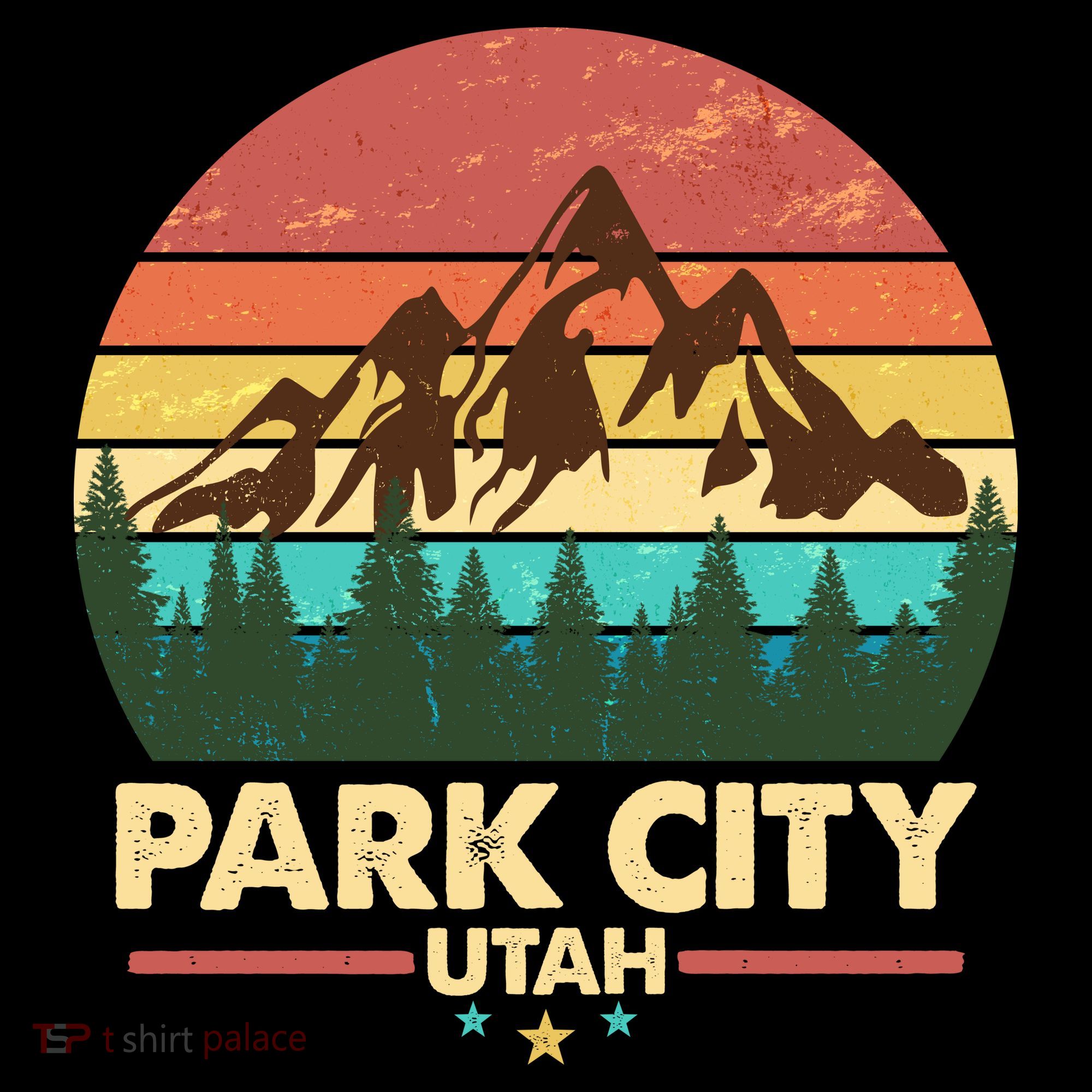 Retro Park City Utah Mountain USA-Made Doggie Bandana