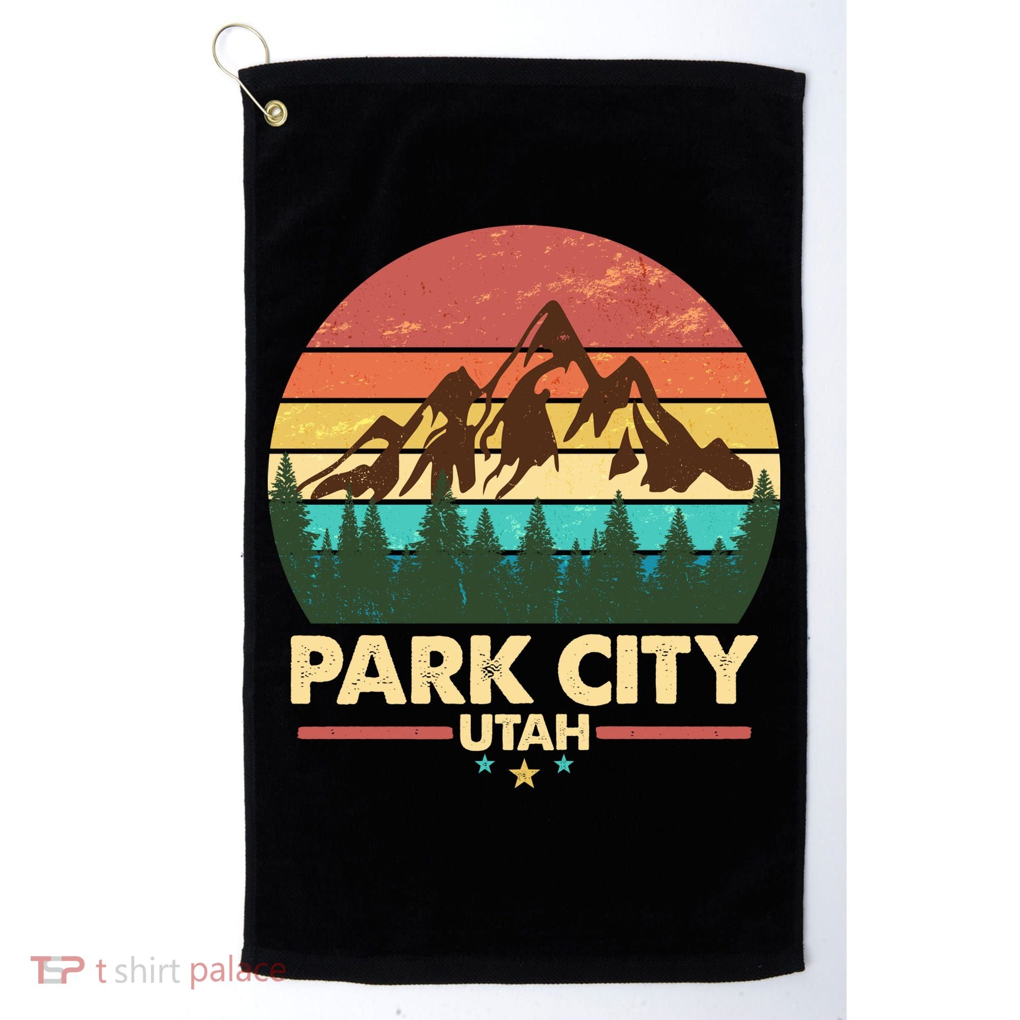 Retro Park City Utah Mountain Golf Towel