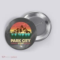 Retro Park City Utah Mountain Button thumb 0