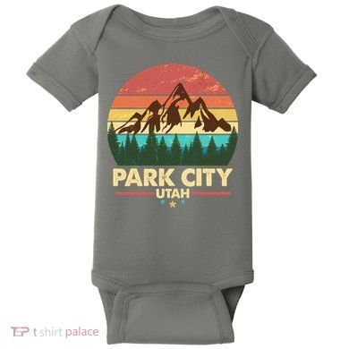 Retro Park City Utah Mountain Baby Bodysuit