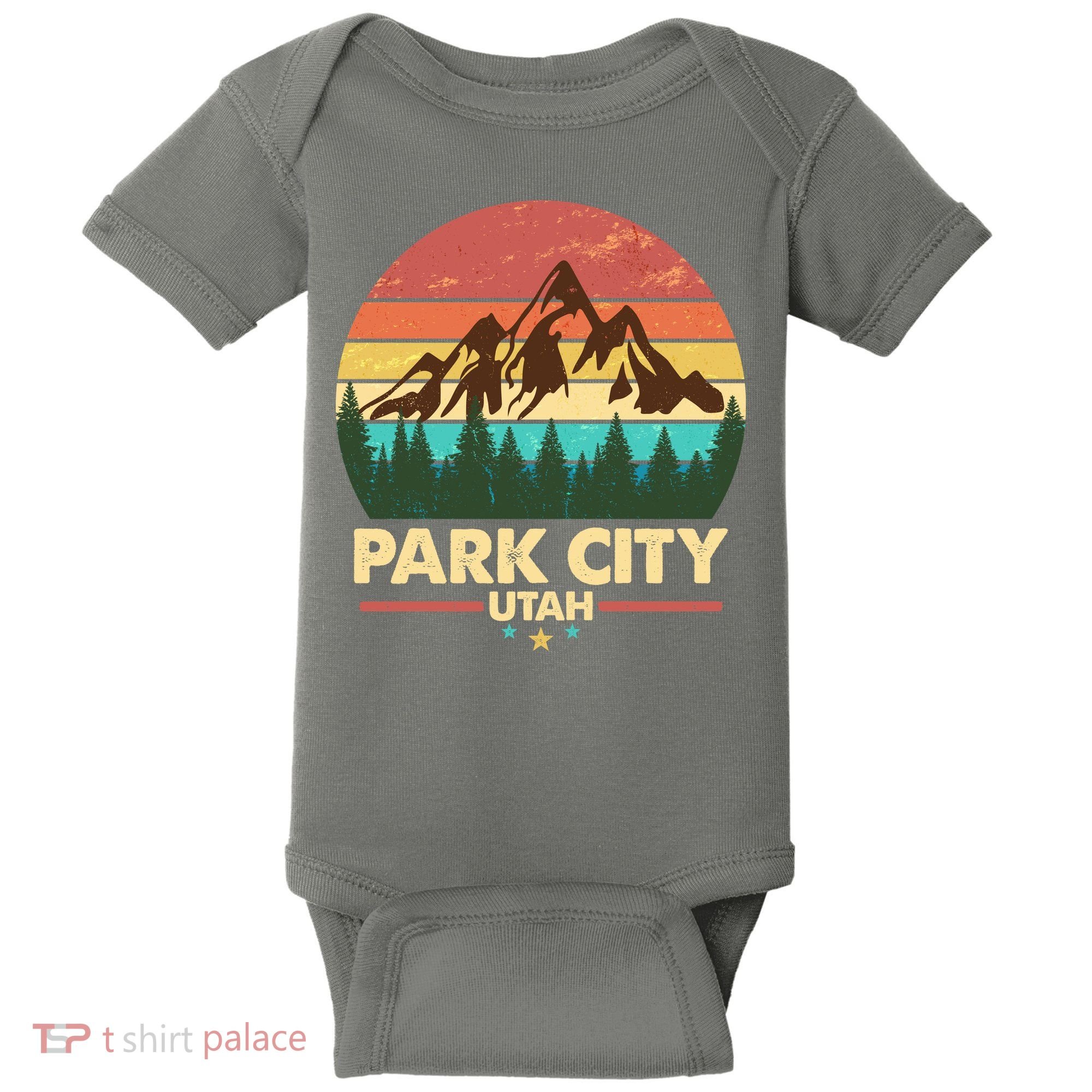 Retro Park City Utah Mountain Baby Bodysuit