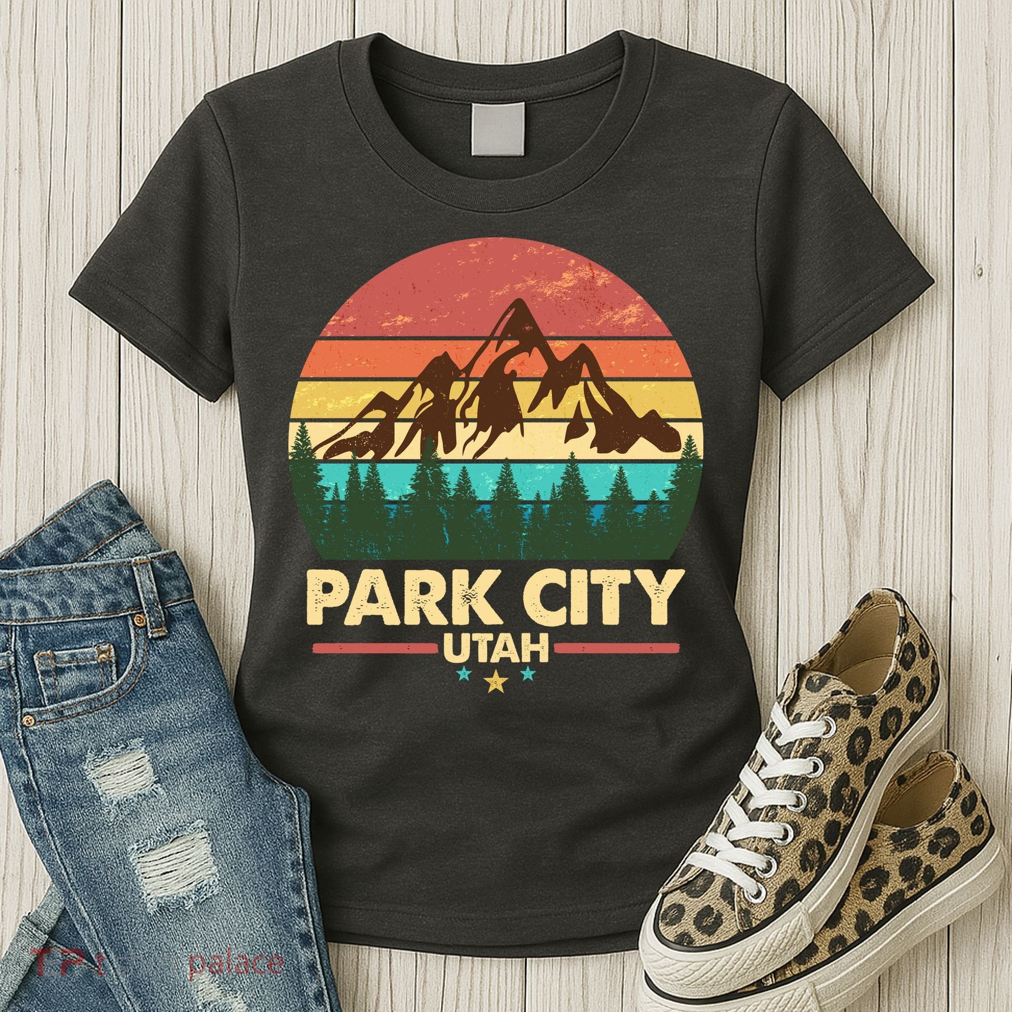 Retro Park City Utah Mountain Women's T-Shirt