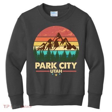 Retro Park City Utah Mountain Kids Sweatshirt