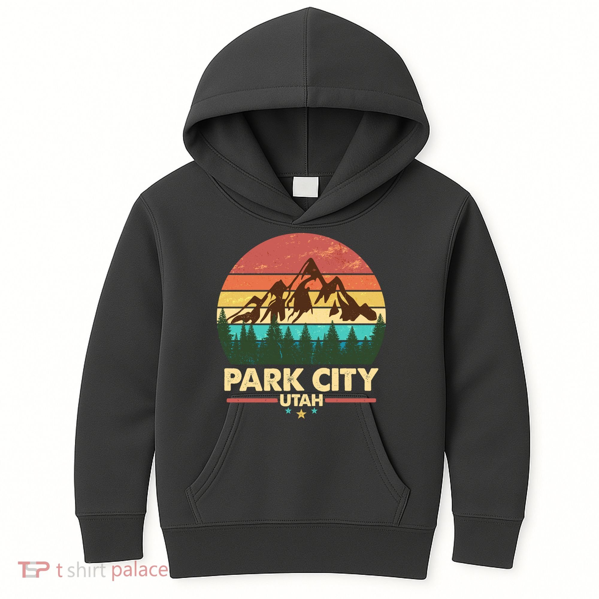 Retro Park City Utah Mountain Kids Hoodie