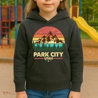Retro Park City Utah Mountain Kids Hoodie thumb 3