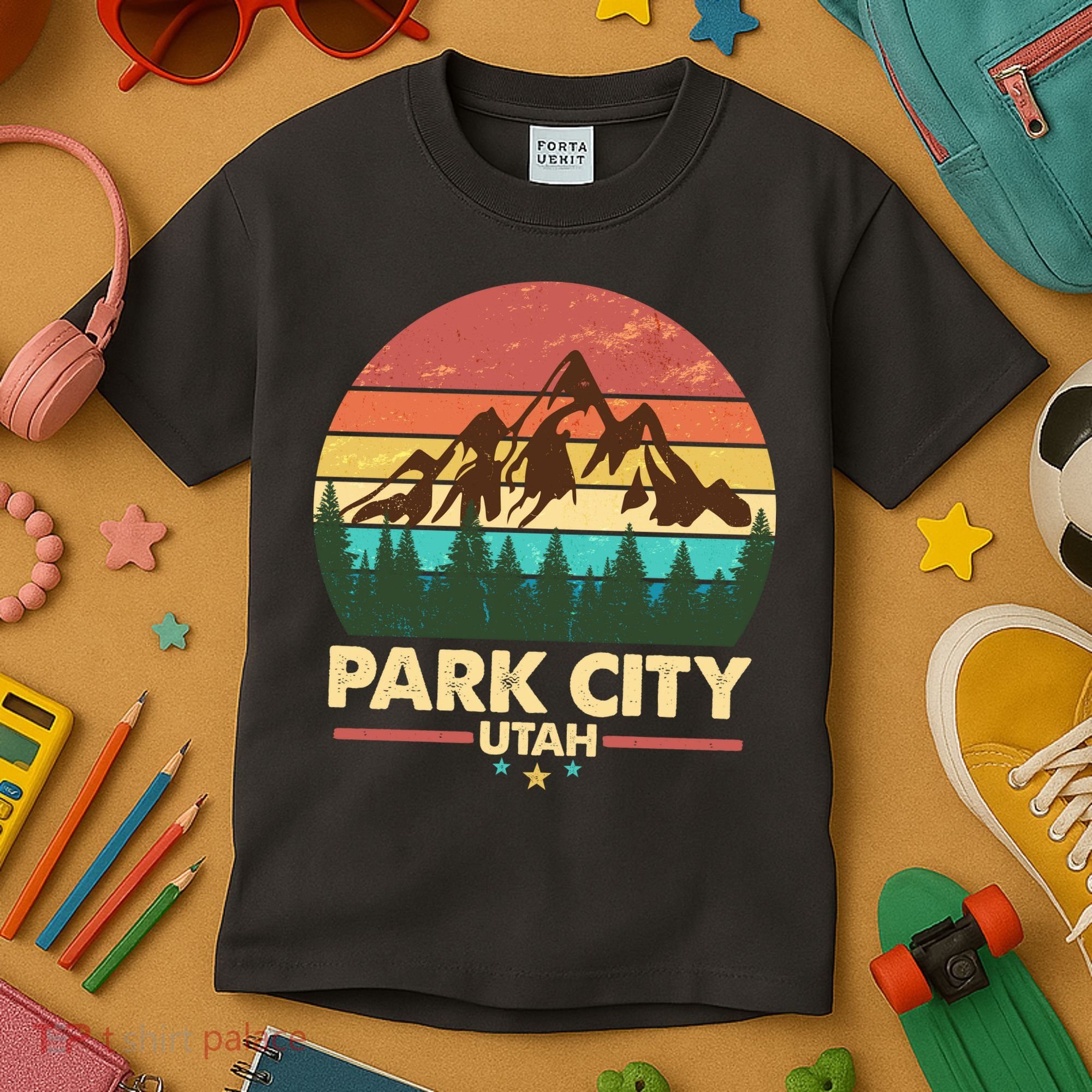 Retro Park City Utah Mountain Kids T-Shirt
