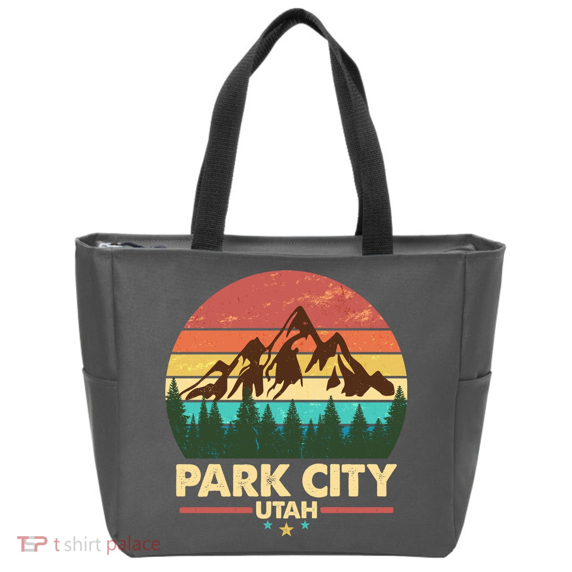 Retro Park City Utah Mountain Tote Bag
