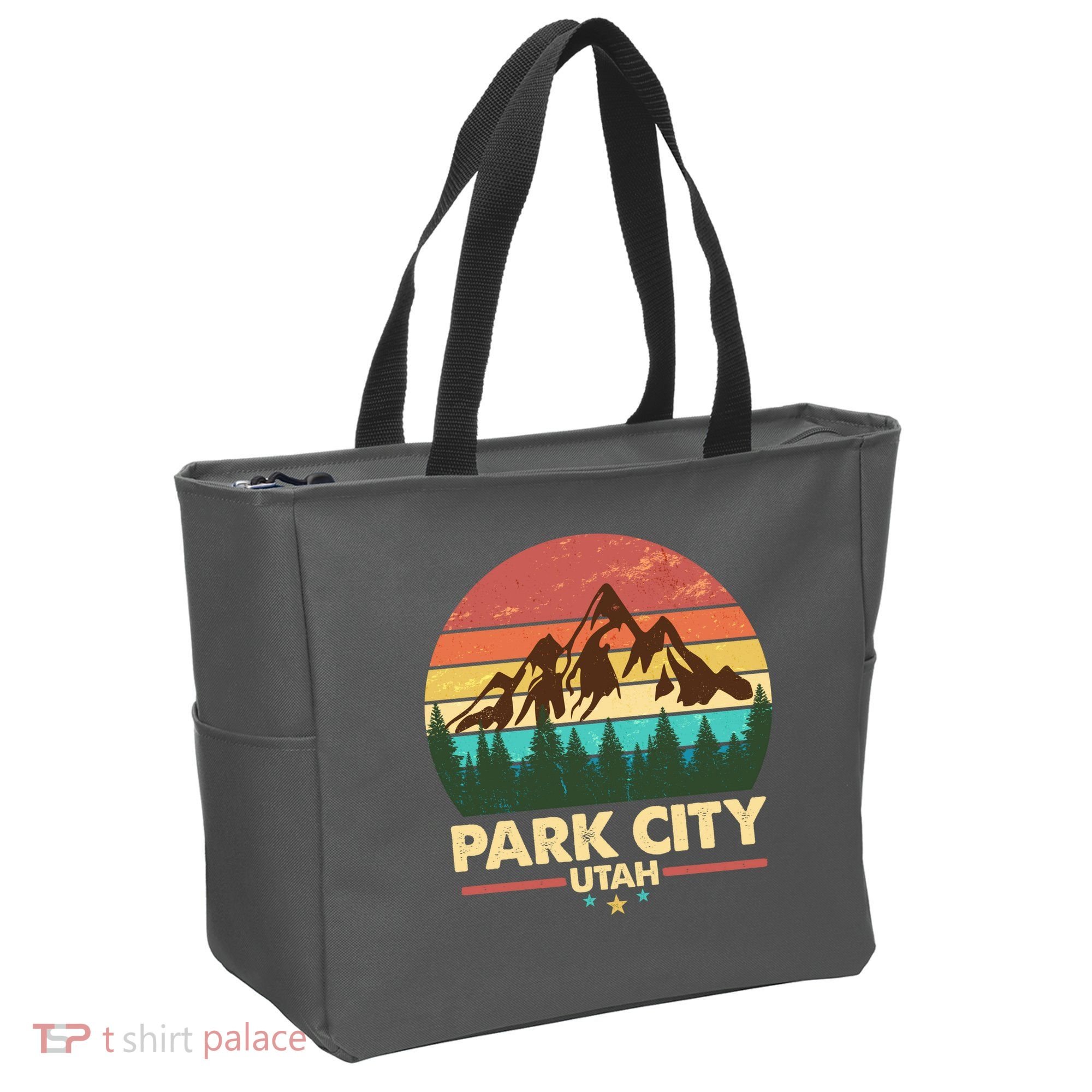 Retro Park City Utah Mountain Tote Bag
