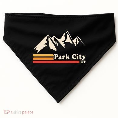 Retro Park City Utah Mountains Ski USA-Made Doggie Bandana