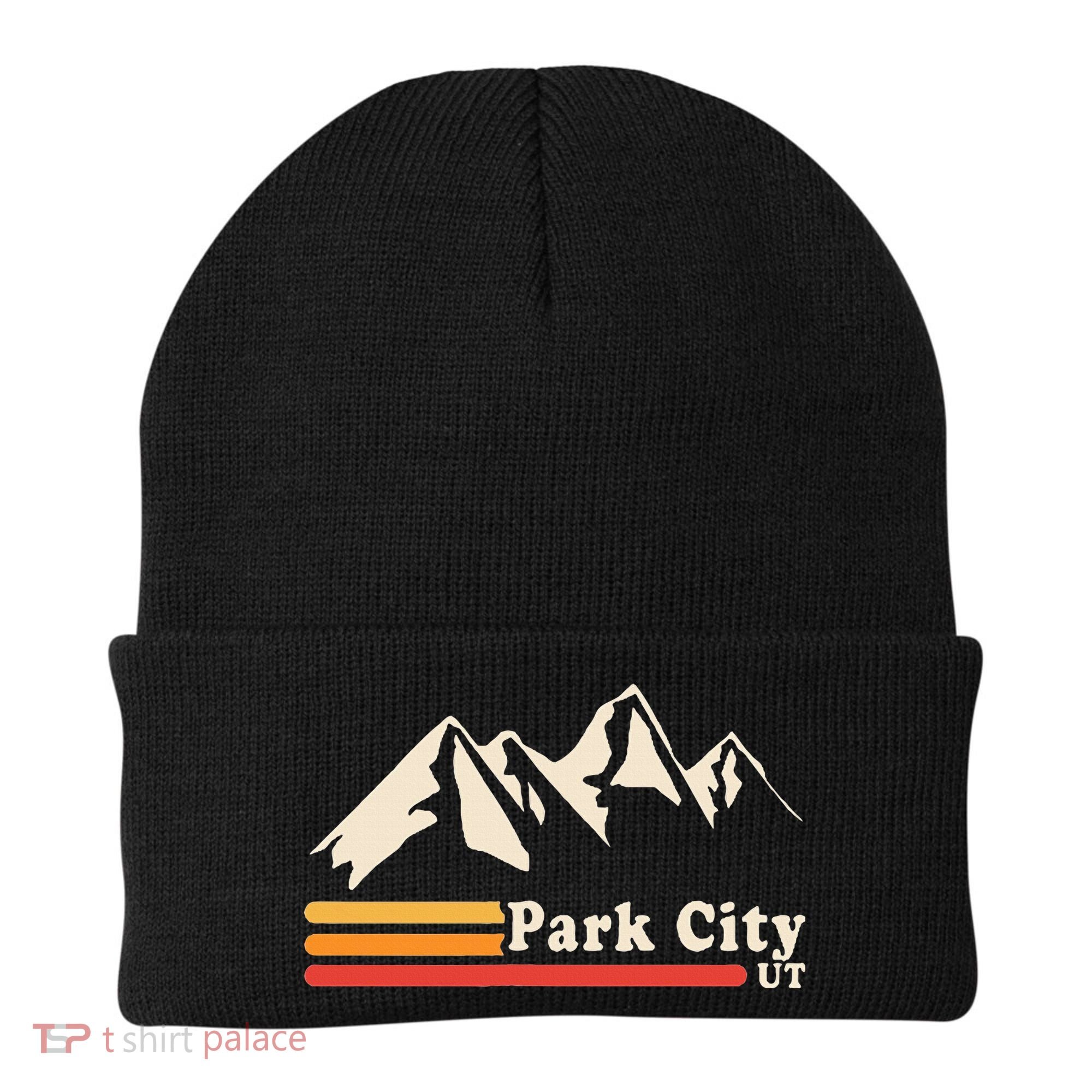 Retro Park City Utah Mountains Ski Beanie