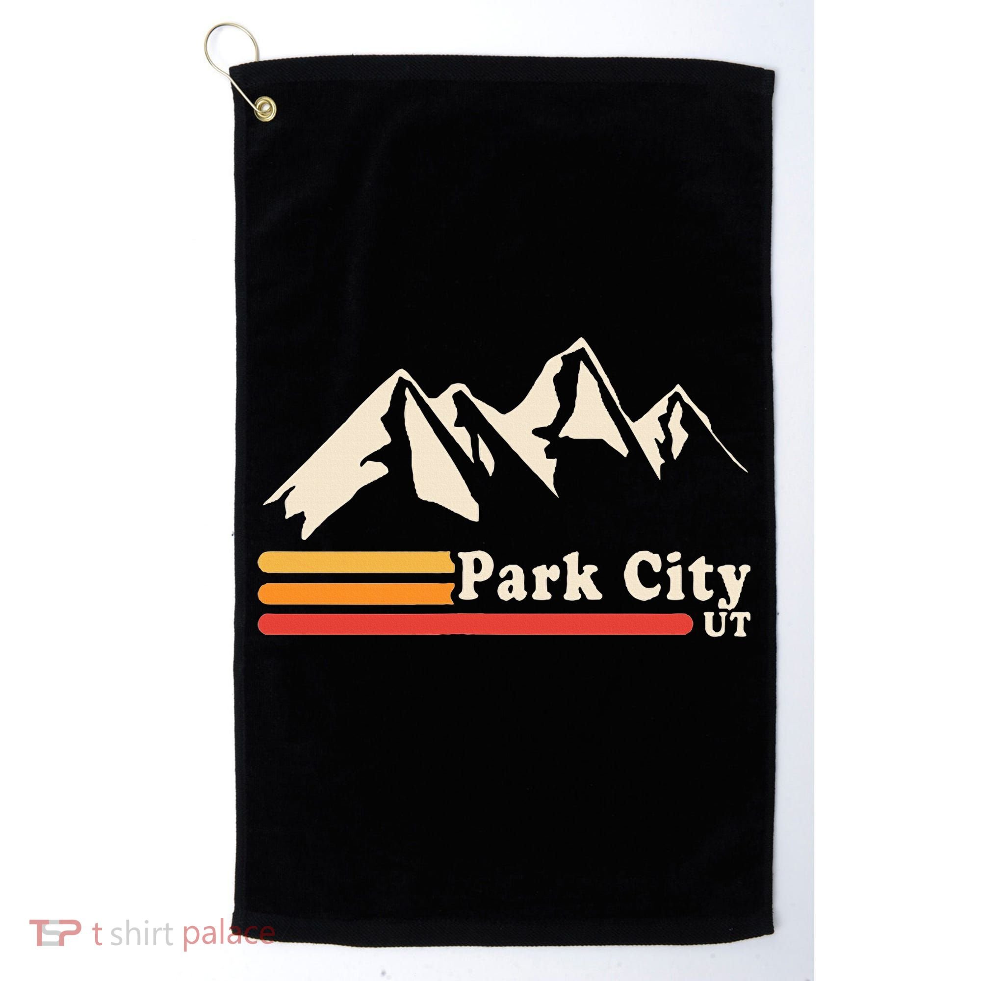Retro Park City Utah Mountains Ski Golf Towel