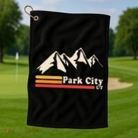 Retro Park City Utah Mountains Ski Golf Towel thumb 1